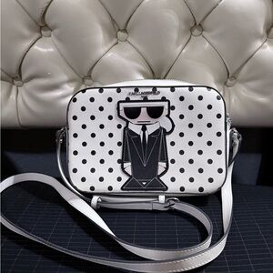 Karl Lagerfeld White Polka Dot Crossbody Bag